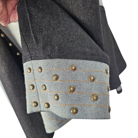 Devine Sport NY Asymmetric Denim Tunic Top Sz 22W Flare Hem Long Slv Boat Neck - Picture 8 of 15